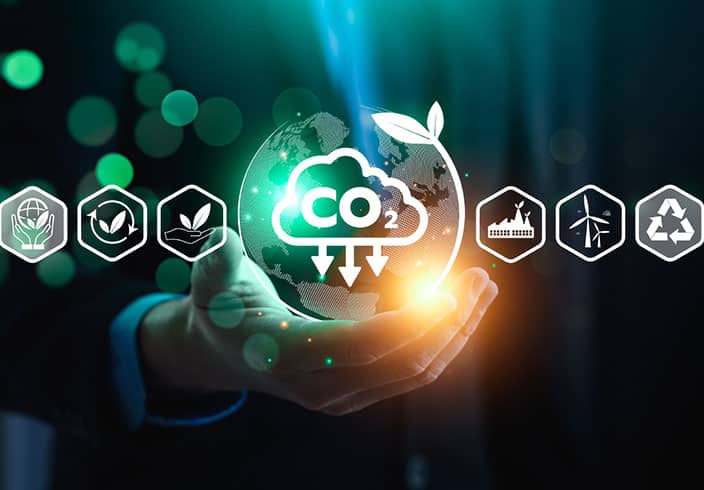 Carbon Capture: Umwelttechnische Symbole inklusive CO2-Reduzierung