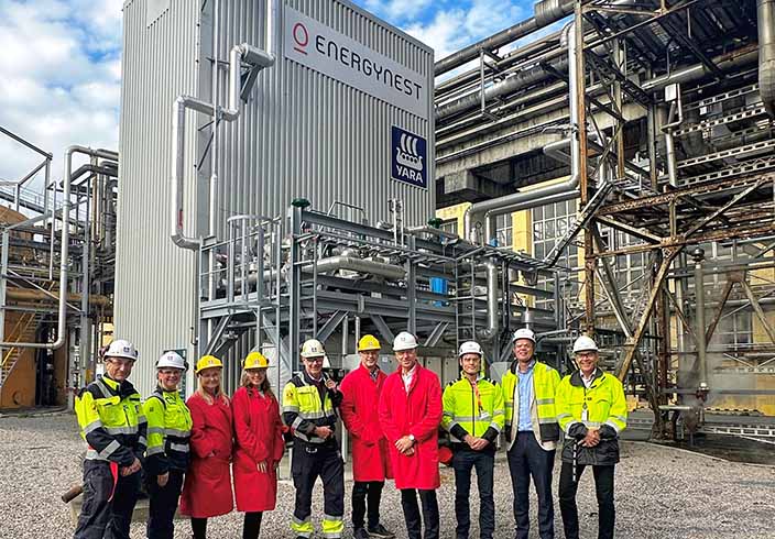 Norwegian Minister of Energy visits ENERGYNEST’s first-of-its-kind thermal storage solution at Yara’s fertilizer plant